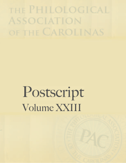 Postscript Volume 23 - The Philological Association of the Carolinas