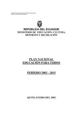 Plan Nacional de Educación Para Todos 2003-2015