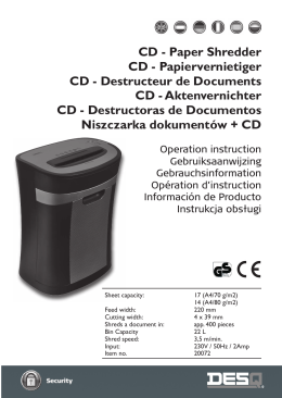 CD - Paper Shredder CD - Papiervernietiger CD