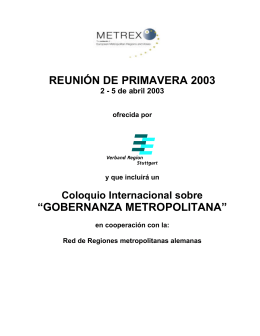 REUNIÓN DE PRIMAVERA 2003 “GOBERNANZA METROPOLITANA”