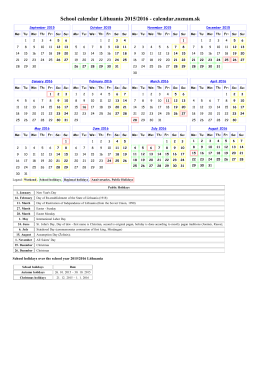 Calendario escolar Lituania 2015/2016 - Calendar.sk