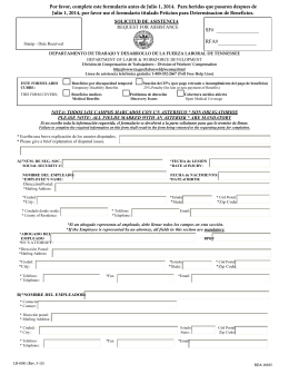 SF# RFA# Por favor, complete este formulario antes de Julio 1, 2014