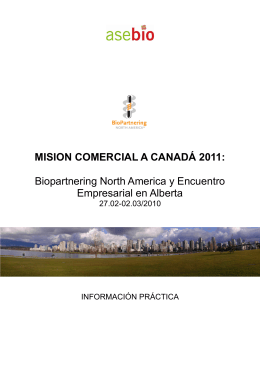 MISION COMERCIAL A CANADÁ 2011: Biopartnering