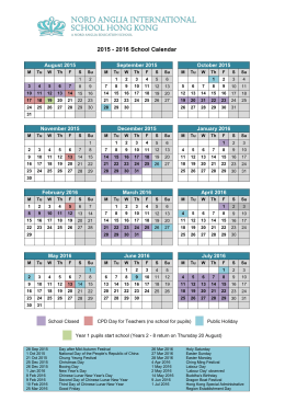 2015 - 2016 School Calendar