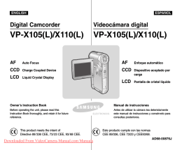Samsung VP-X110L Camcorder User Guide Manual Operating