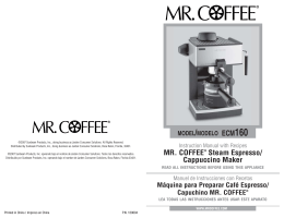MR. COFFEE® Steam Espresso/ Cappuccino Maker