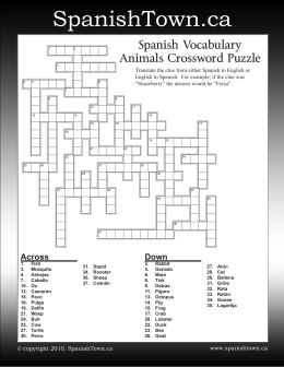 Spanish Crossword Puzzle - Animal Vocabulary