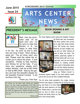 ARTS CENTER NEWS - Kingsburg Arts Center