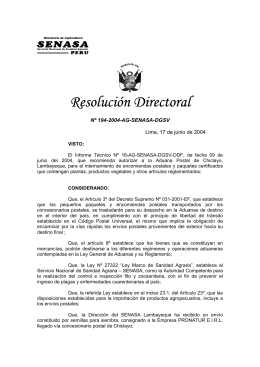 Resolución Directoral N° 186-2004-AG-SENASA