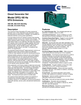 Diesel Generator Set Model DFEJ 60 Hz EPA Emissions