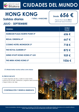 Hong Kong, desde 656€ + tasas