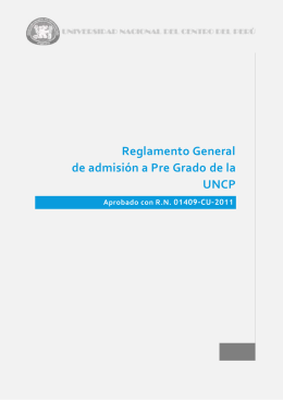 Reglamento General de admisión a Pre Grado de la UNCP