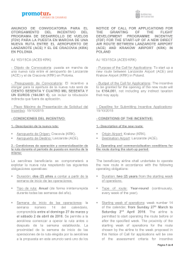 Anuncio de convocatoria / Notice of call for