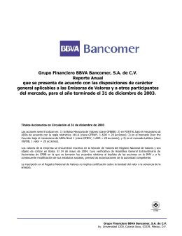 Grupo Financiero BBVA Bancomer, S.A. de C.V. Reporte