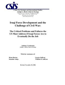 Iraqi Force Development and the Challenge of