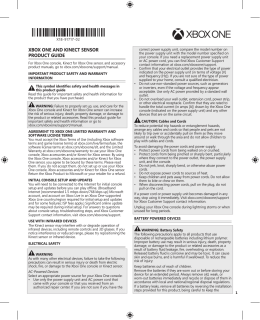 XboX one and KIneCT sensor ProdUCT GUIde