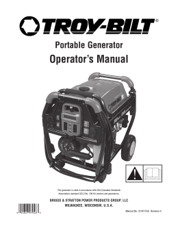 Portable Generator Operator`s Manual - Troy-Bilt