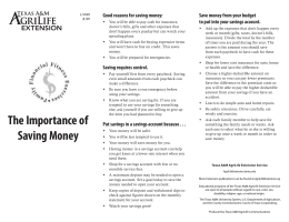 The Importance of Saving Money - Texas A&M AgriLife Extension