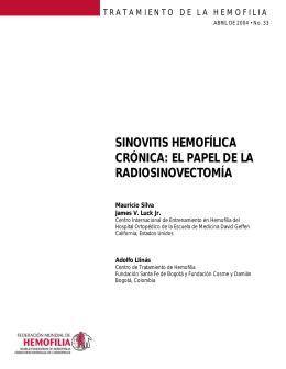 sinovitis hemofílica crónica: el papel de la radiosinovectomía