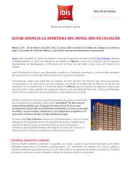 ACCOR ANUNCIA LA APERTURA DEL HOTEL IBIS EN CULIACÁN