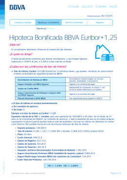 Hipoteca Bonificada BBVA Euribor+1,25