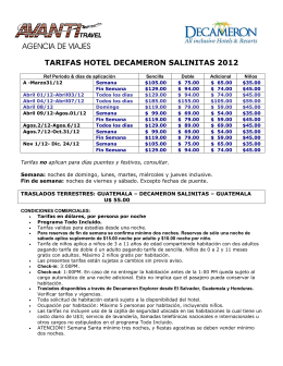 TARIFAS HOTEL DECAMERON SALINITAS 2012