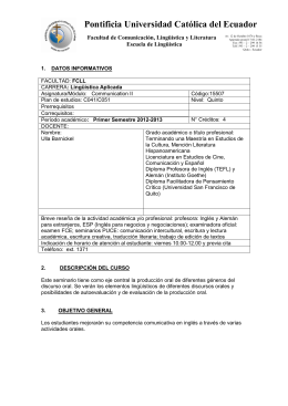 Communication II - Pontificia Universidad Católica del Ecuador