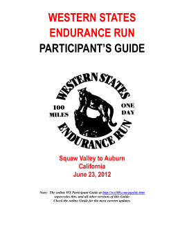 WESTERN STATES ENDURANCE RUN PARTICIPANT`S GUIDE