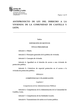Anteproyecto de Ley del Derecho a la Vivienda de Castilla y León