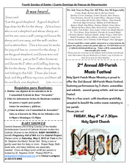 2nd Annual All Annual All-Parish Music Festival Music Festival