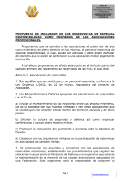 PROPUESTA DE INCLUSION DE LOS RESERVISTAS DE