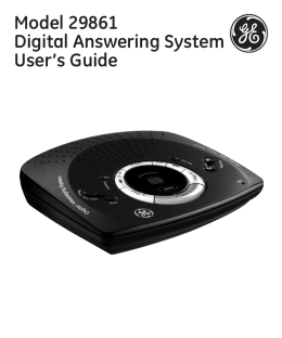Model 29861 Digital Answering System User`s Guide