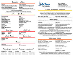 Imprimir Menu - La Barca Restaurantes