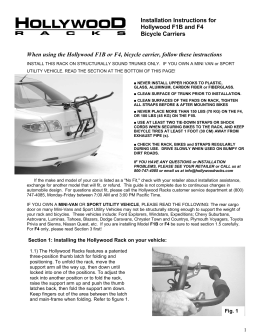 Hollywood F1B / F4 Bike Racks Installation Instructions
