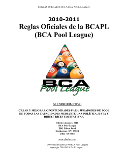 Reglas Oficiales de la BCAPL (BCA Pool League)