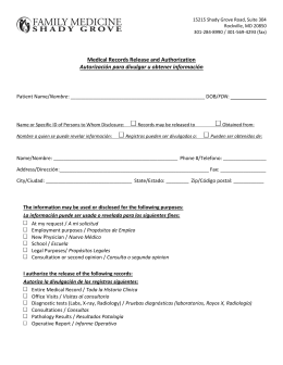 Medical Records Release and Authorization Autorización para