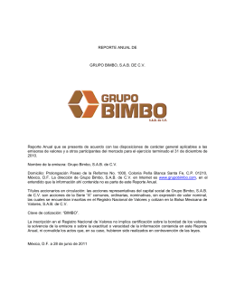 REPORTE ANUAL DE GRUPO BIMBO, SAB DE CV