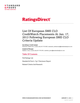 List Of European SME CLO CreditWatch