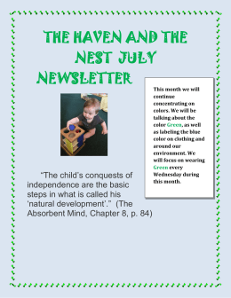 THE HAVEN AND THE NEST JULY NEWSLETTER