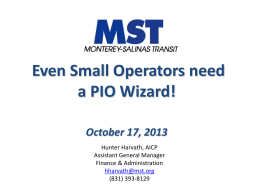 Even Small Operators need a PIO Wizard!