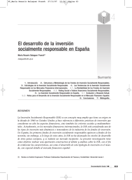 El desarrollo de la inversión socialmente responsable en España