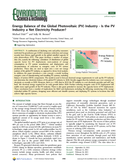 Energy Balance of the Global Photovoltaic (PV) Industry