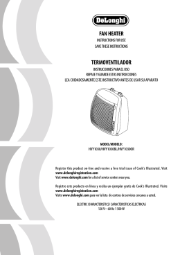 DeLonghi HVY1030 Fan Heater Owner`s Manual | Sylvane