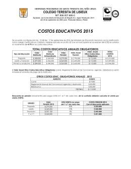 costos educativos 2015 - Colegio Teresita De Lisieux