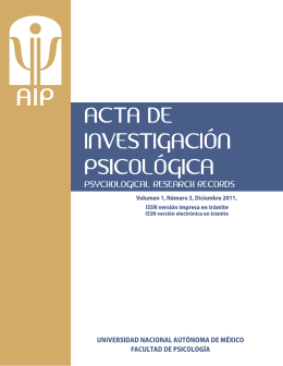 Acta de Investigación Psicológica / Psychological Research