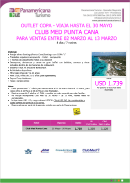CLUB MED PUNTA CANA USD 1.739