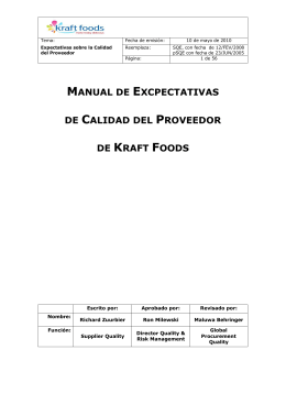 manual de excpectativas de calidad del proveedor de kraft foods