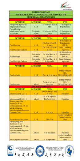 Cronograma Juegos Supérate Intercolegiados de Boyaca 2015