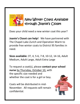 New Winter Coats Available through Joanie`s Closet