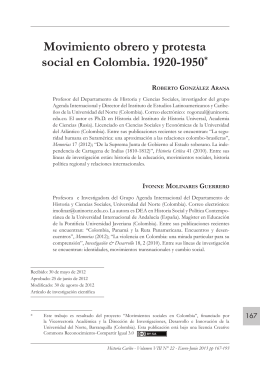 Movimiento obrero y protesta social en Colombia. 1920